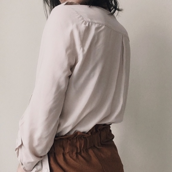 Beige rayon button-down shirt - Picture 2 of 6